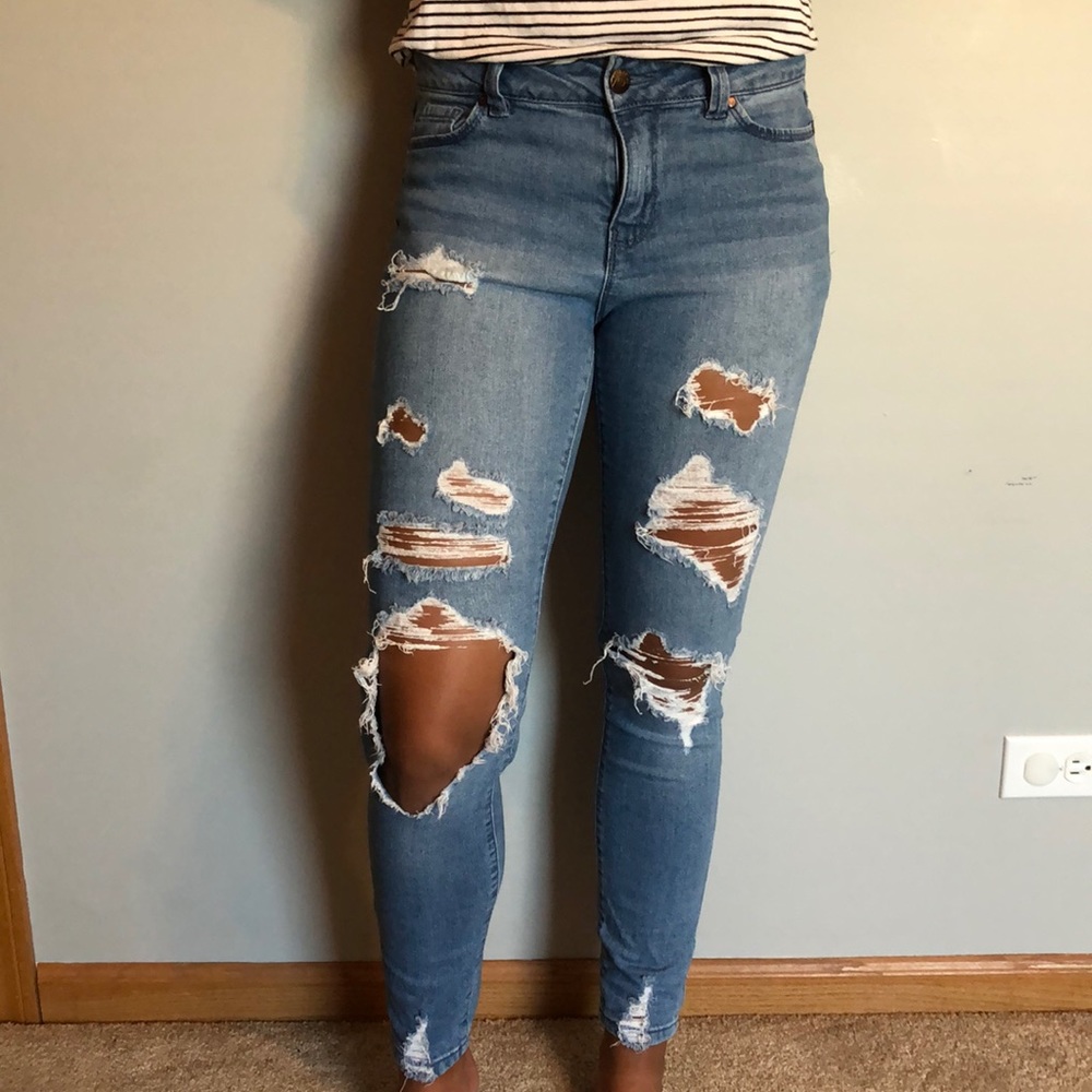 Blue jeans with holes